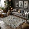 Gray Green Floral Area Rug Non-Slip Soft Bohemian Style Sofa Living Room Decor Home Mat Living Room Sofa Blanket End Table Mat