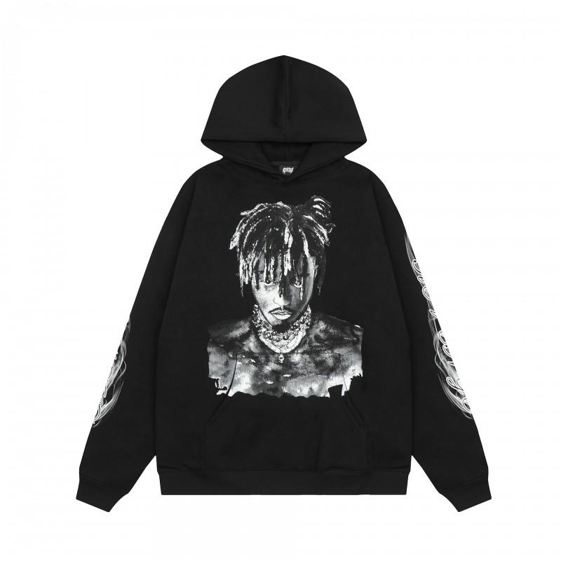Mens Oversized Hoodie With Embroidered Skull Spine Design Streetwear Casual Pullover Cotton Blend Loose Fit