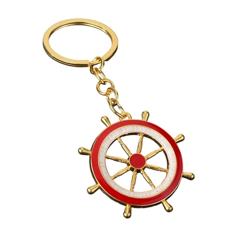 Practical Everyday Use Keychain Decors Featuring Marine Anchors And Helm In Zinc Alloy Blue White Color Scheme