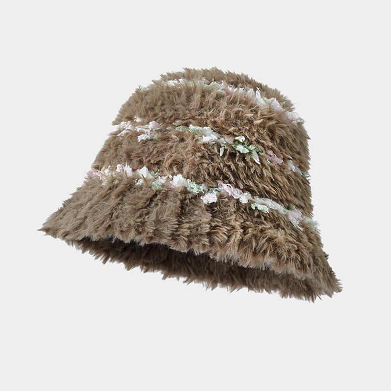 Winter Hat Women's Big Head Circumference Shows Face Small Bucket Hat Fleece Thermos Basin Hat Fashionable Versatile Bucket Hat
