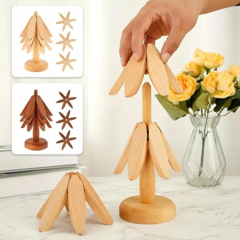 1Pc Wooden Trivets for Hot Dishes Insulated Coaster Dishes Trivet Stand Ornaments Insulation Mat Tree Coaster Dining Pot Mats