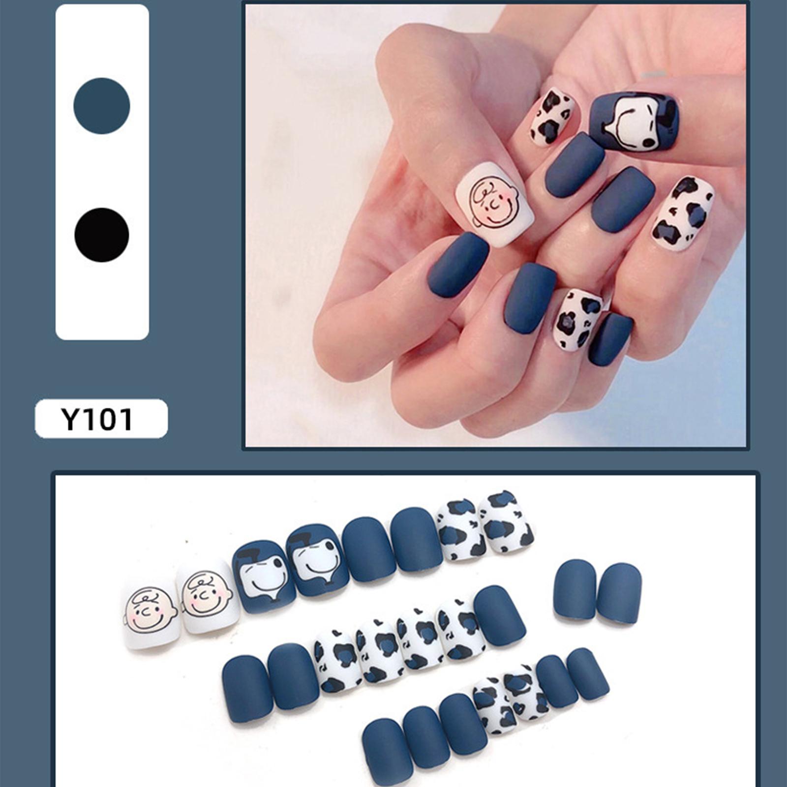 

24pcs/Box Women Full Cover Artificial Fake Nails Round Head False Nails Wearable Nail Tips Y101