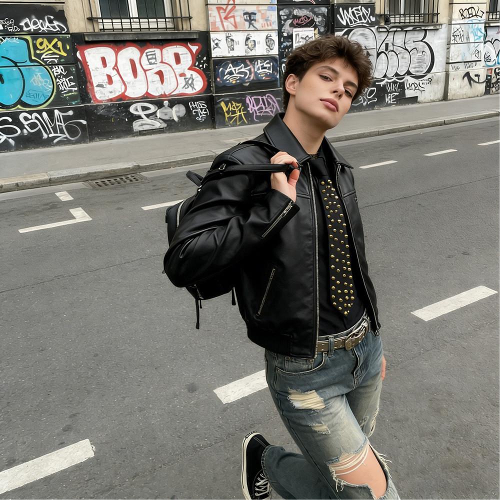 Punk Style Rivet Casual Ladies Mens Tie Accessory With Arrow Shape For Street Fashion