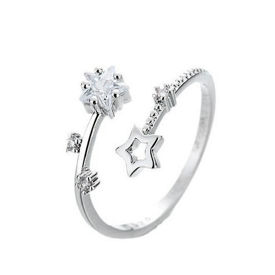 Women's Adjustable Meteor Moon Zircon Star Ring - Light Luxury, Cool Japanese-Korean Style