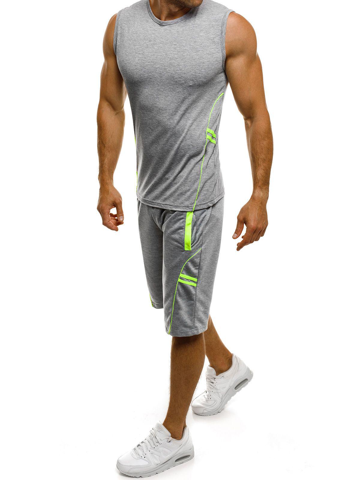 

Men s Sleeveless Quick-Dry Sports T-Shirt Set M світло-сірий колір