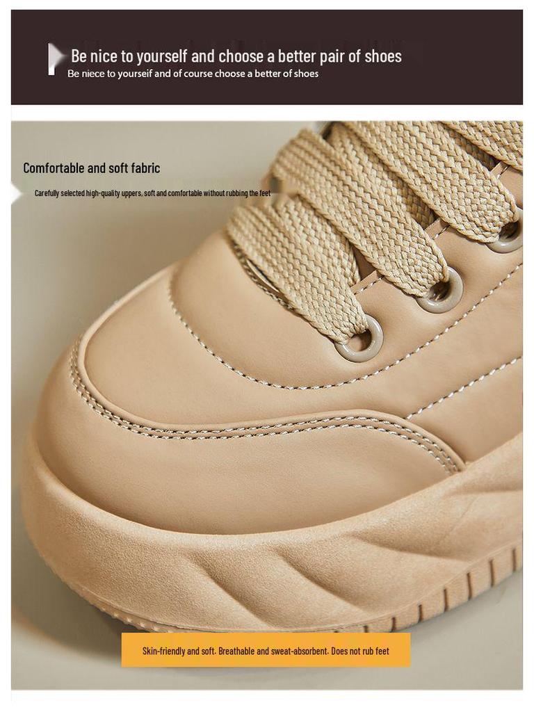 Damskie Zimowe Bawełniane i Skórzane Wodoodporne Grube Podeszwy Antypoślizgowe Buty Sportowe z Aksamitną Podszewką