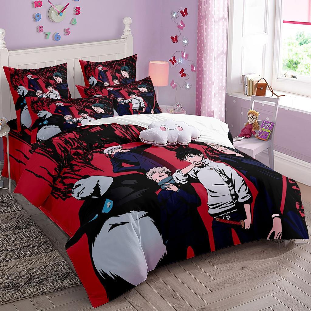 Japanese Famous 3D Anime Jujutsu Kaisen Satoru Gojo Christmas Gift King Twin Double Child Bedding Set Microfiber Duvet Cover Set