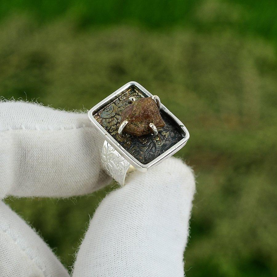 925 Sterling Silver Morganite Rough Gemstone Solitaire Handcrafted Ring Jewelry Adjustable