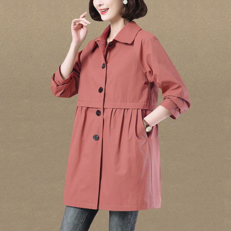 Kurtka wiatrówka damska na wiosnę i jesień, uniwersalny płaszcz ze ściągaczem i składaną talią