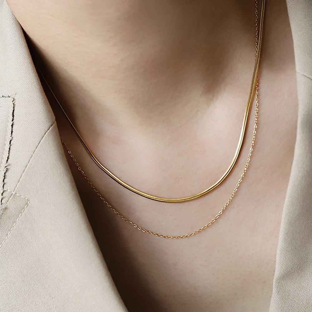 New 2025 Stainless Steel Double Layered Stacking Chain Necklace Women Woman's Choker Jewelry Necklace for Women