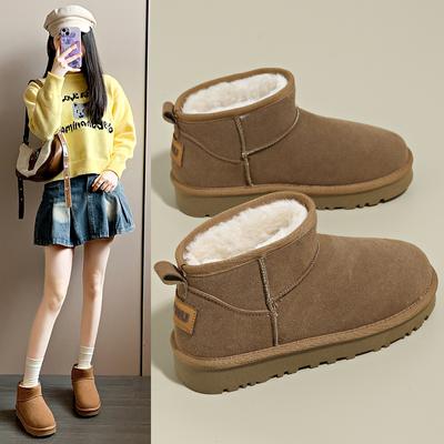 Fashion 2024 Women's New Winter Snow Boots Thick-soled Design Suede Warm Season Ankle Plush Short-tube Women's Cotton Boots