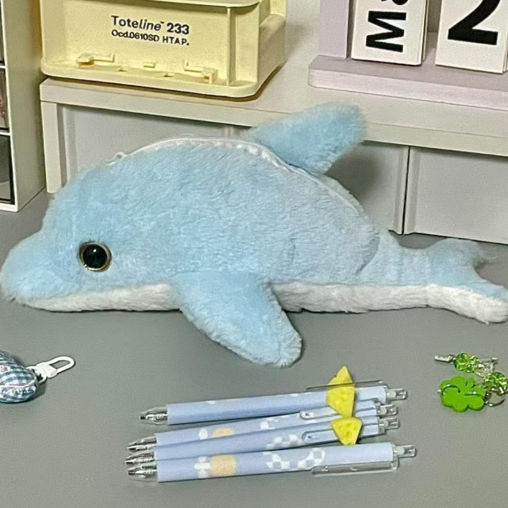 

Cartoon Pencil Case Marine Animal Series Portable Pen Bag Whale/Shark/Dolphin Doll Stationery Storage Bag Back To School