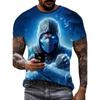 3D printed sports and leisure simple round neck short sleeved shirt