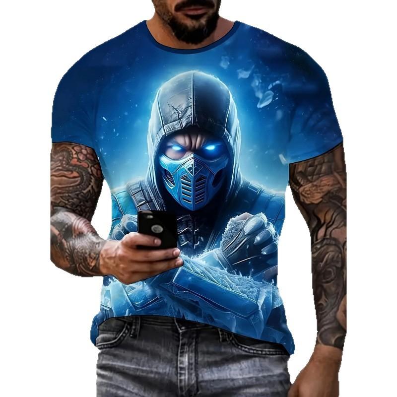 3D printed sports and leisure simple round neck short sleeved shirt