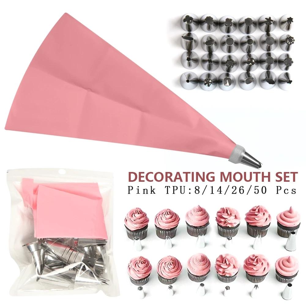 Silicone Pastry Bag Tips Kitchen DIY Cake Icing Piping Cream Decorate Tool Reusable Pastry Bag+Stainless Nozzle