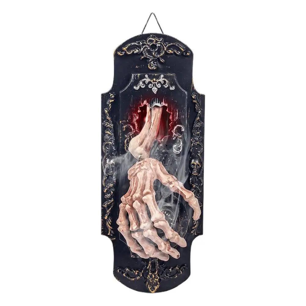 

2025 New Design Halloween Glowing Spray Doorbell Scary Halloween Skeleton Props Decoration Sound Hands with Animatronic J9U5