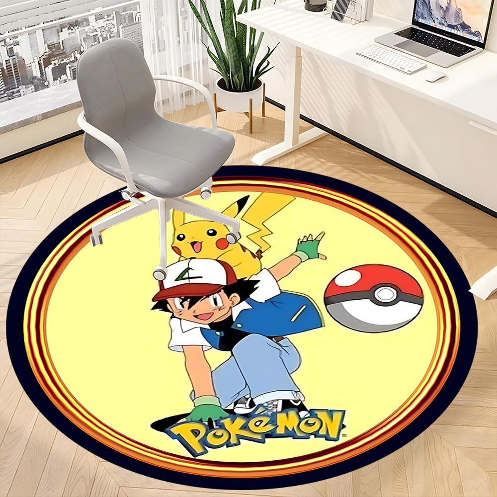 Pokemon Pikachu Office Round Area Rug, Under Office Chairs Bedroom Living Room Home Decor  a1016269