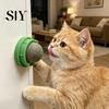 Indoor Cat Interactive Toy 2Pcs Catnip Lick Balls Rotating Ball Safe Healthy Kitten Licking Stimulation Chew with Adhesive for Wall or Floor