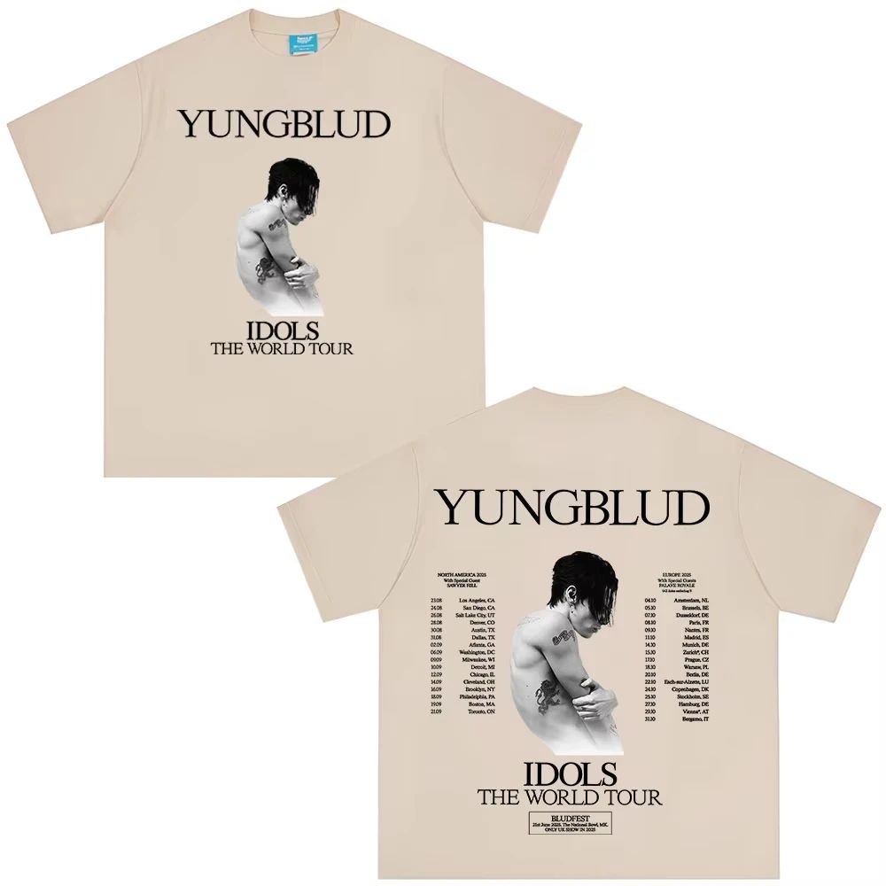 

The World Tour 2025 T Shirt Fans Gift Hip Hop Short Sleeve Casual Loose T-shirts Oversized Casual T-shirt Unisex Yungblud IDOLS 4XL