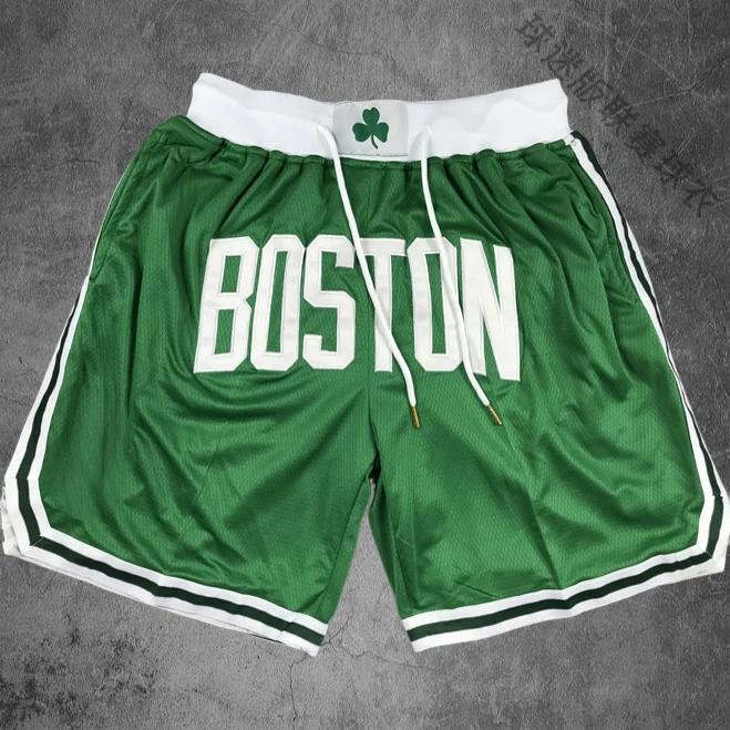 Shorts Deportivos Americanos Bordados Celtics Mixiu para Hombre Retro de Secado Rápido Transpirables Street Shorts Shorts de Baloncesto