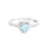 Japanese Style Silver-Plated Aquamarine Zircon Peach Heart Ring for Women - Elegant Light Luxury Engagement Gem