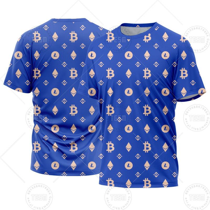 

Футболка Bitcoin Ethereum 3D Printed Мужская футболка с коротким рукавом Crypto Shirt Повседневный свободный спортивный топ Подарочная одежда Парная одежда 5XL