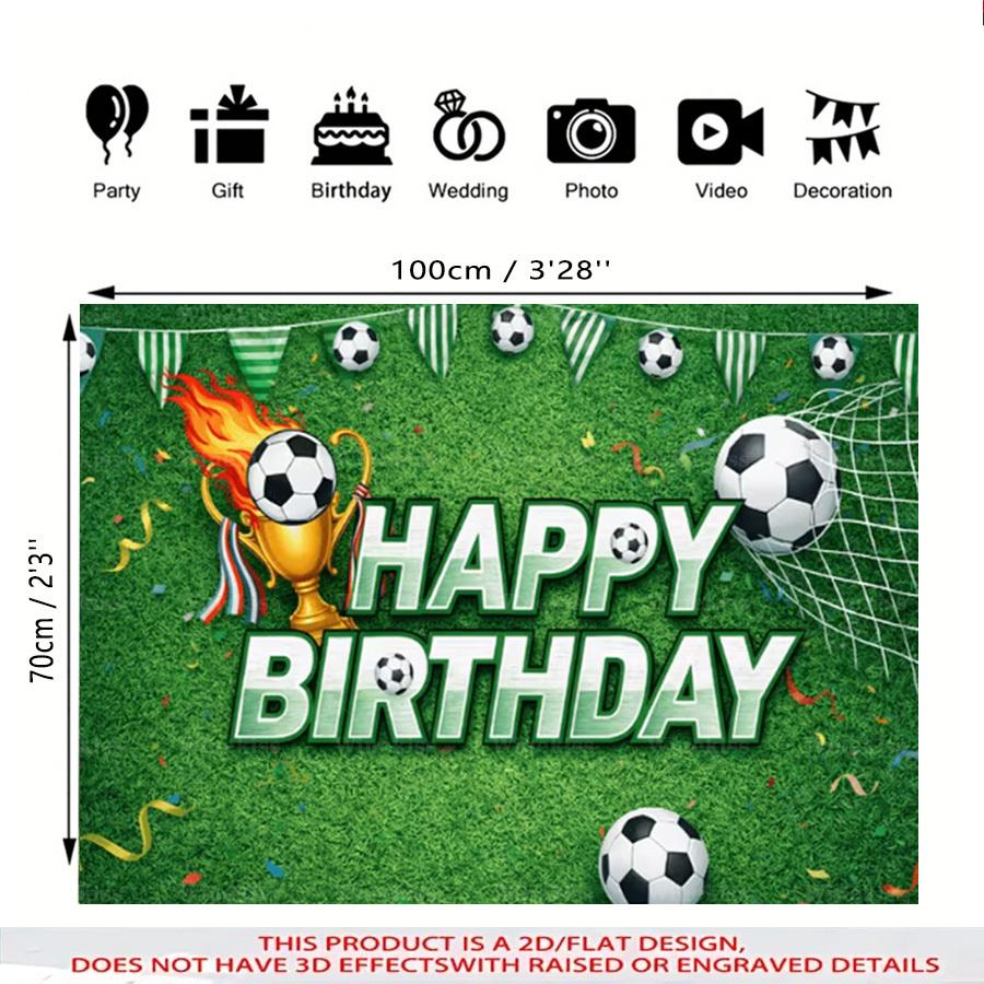 1pc 2D Flat Soccer Theme Birthday Banner Style Party Backdrop For Garden Patio Indoor Outdoor Scene Birthday Celebration Photo Decor Decor