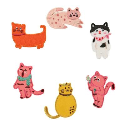 6 Pcs Cartoon Cats Applique Patches Lovely Animal Iron On Patches Embroidered Patches Repair Patches Sew On Patches