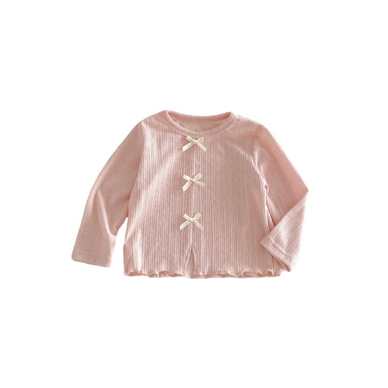 Girls' Bowknot T-shirt - 2026 New Spring Korean Style