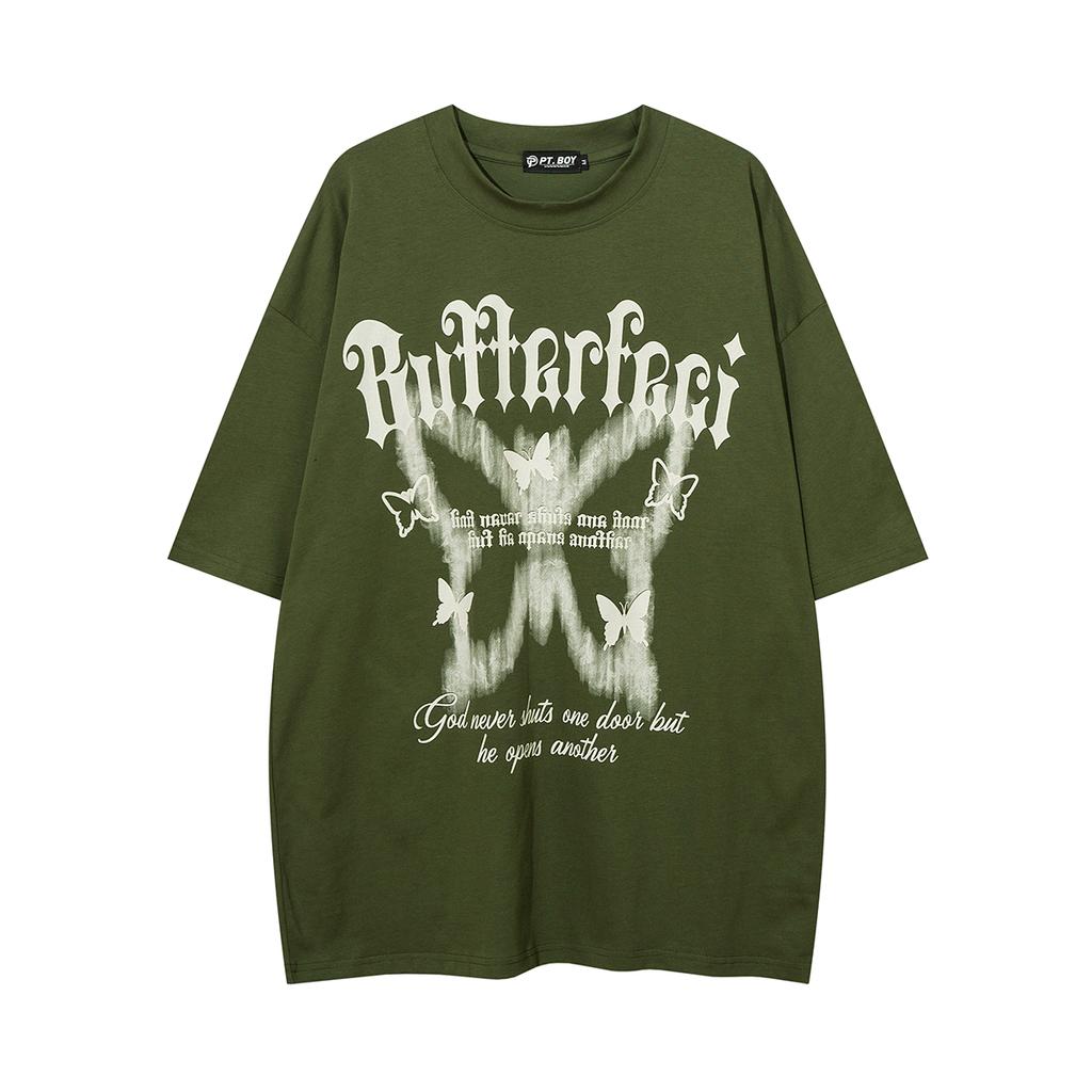 Letní nové tričko s potiskem motýlů Pánské tričko Módní značka High street volný design hiphopové tričko pro páry