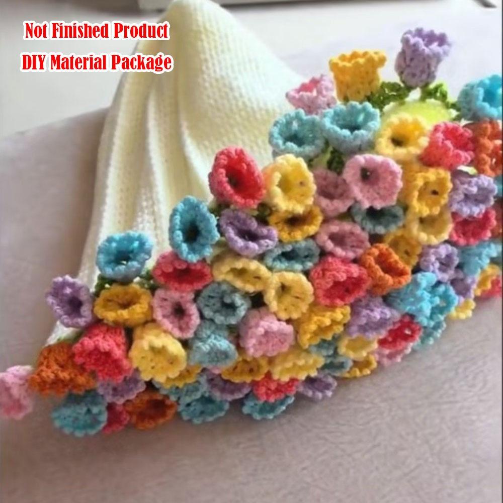 Not Finished Product Rose Bouquet Blankets DIY 110cm Flower Bouquet Blanket Crochet Kit Handmade Crocheted