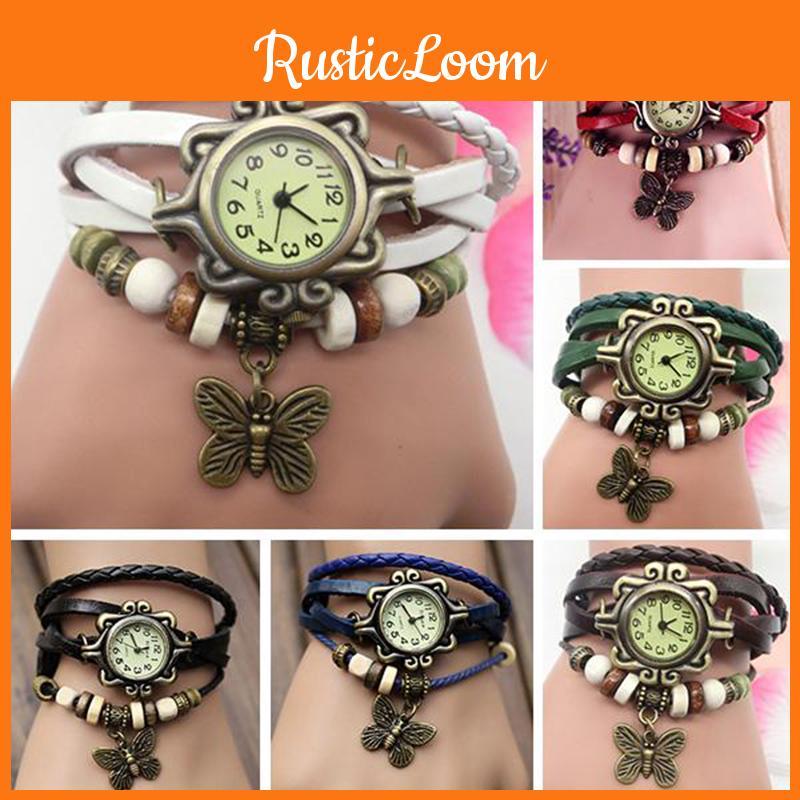 Stylish Retro Wristwatch With Fashionable Leather Wrap Bracelet For Women And Kids