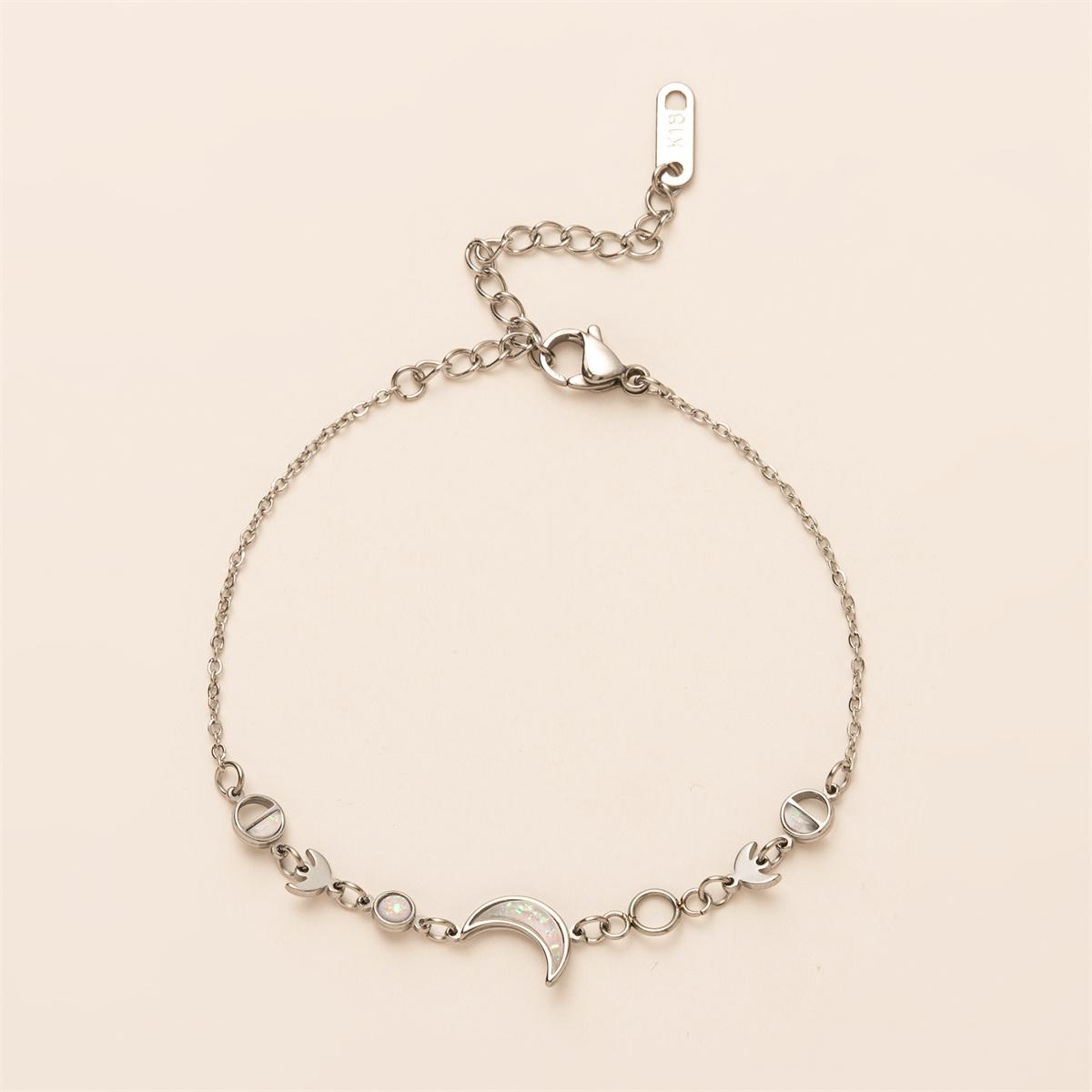 European and American Moon Crescent Gift Simple and Fashionable Gold Silver Bracelet Plated with 18k Gold Color Preserving 18cm