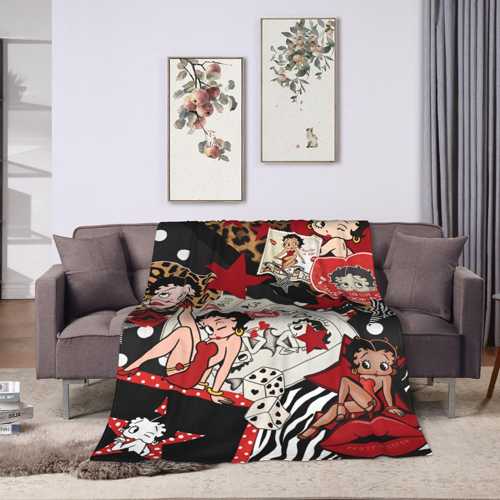 B-Bettys Boops Blankets Warm Soft Pattern Plush Bedding Throws For Outdoor Decorative Flannel Bedspread Bed Cover