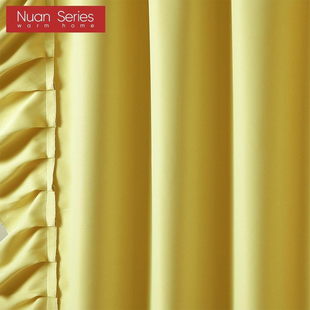 1 Stück, Nuan-Serie, 70–80 % Verdunkelung, einfarbige Verdunkelungsvorhänge mit gerüschtem Rand für die Heimdekoration im Wohnzimmer, Schlafzimmer