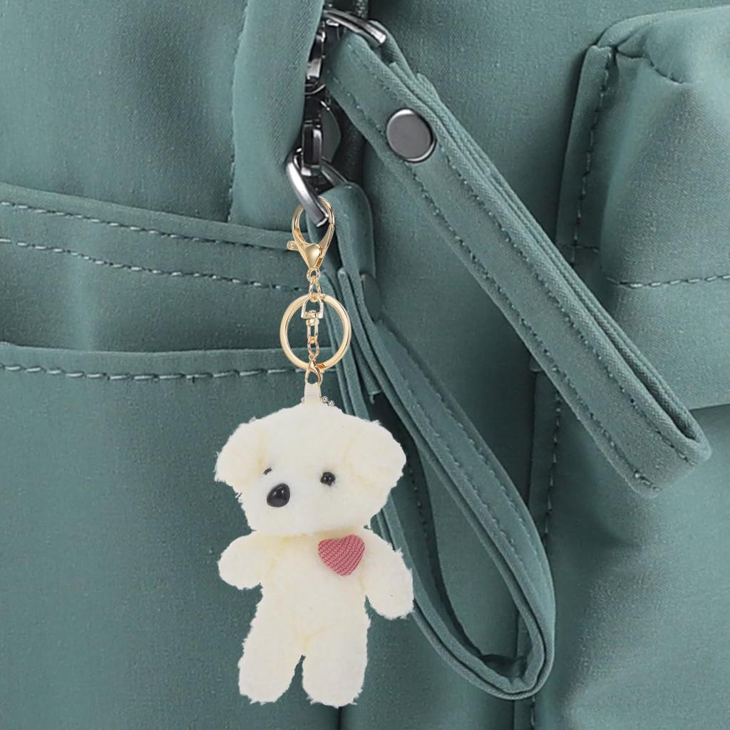 EXCEART Plush Puppy Keychain, Fluffy Dog Keychain, Dog Pendant, Door, Mini Dog Toy, 2-Piece Set