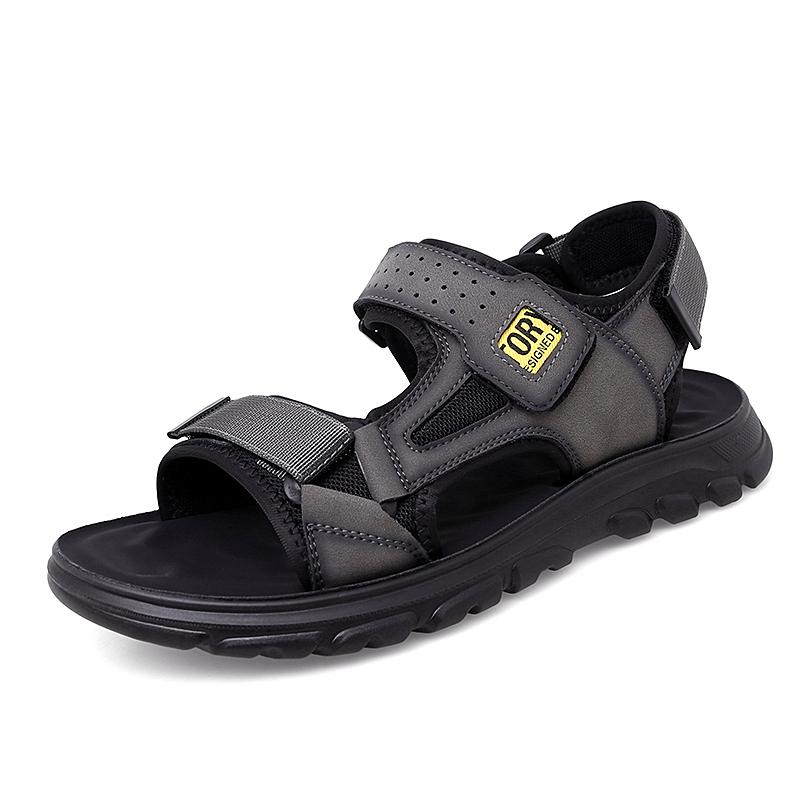 

Модные британские мужские туфли на толстой подошве, износостойкие, летние, повседневные, мужские сандалии из кожи для альпинизма 44 серый