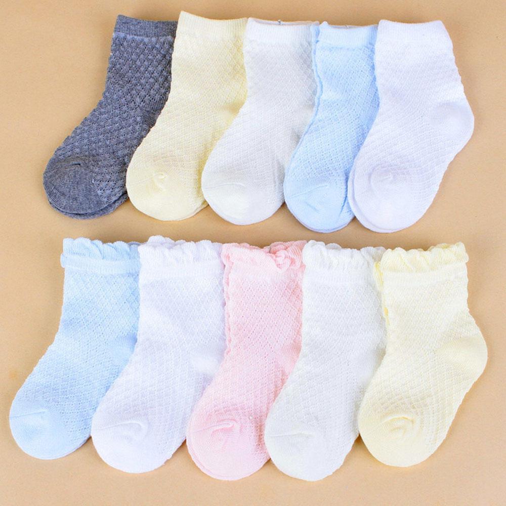 Baby Socks White Cotton Socks For Newborns Spring Summer Children Mesh Socks For Girl 5 Pair