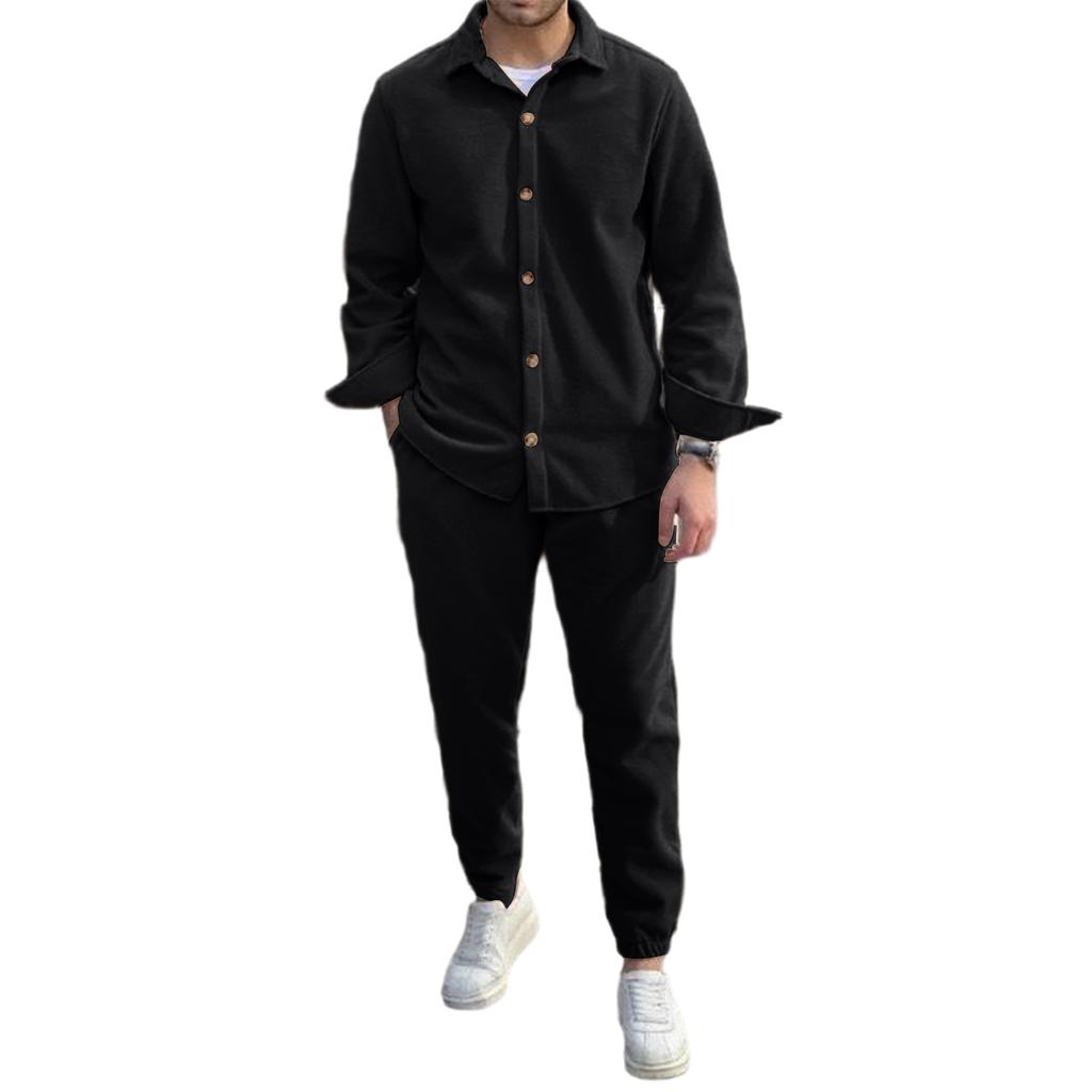 Fleece Pajama Set For Men 2 Piece Cozy Long Sleeve Shirt And Jogger Pants Winter Warm  Outfits Casual