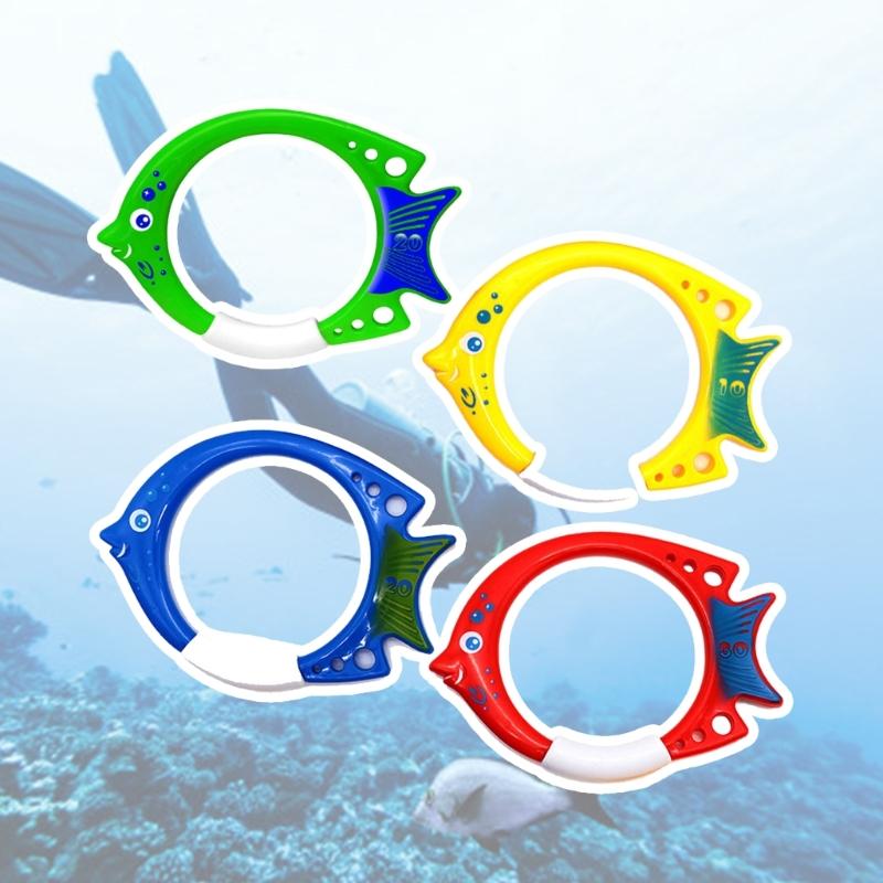 4 Stück Tauchspielzeug für Kinder Unterwasser-Tauchringe Tauchspielzeug Poolringe für Kinder Unterwasserspiel und Tauchtraining