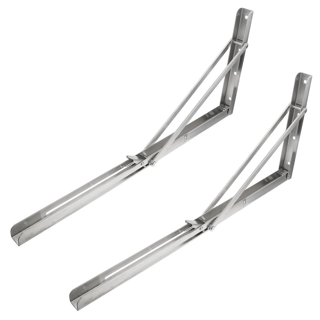 2pcs Stainless Steel Folding Brackets Heavy Duty Support For Shelf Storage Wall Board Mounting Bracket Desk Microwave Oven Use