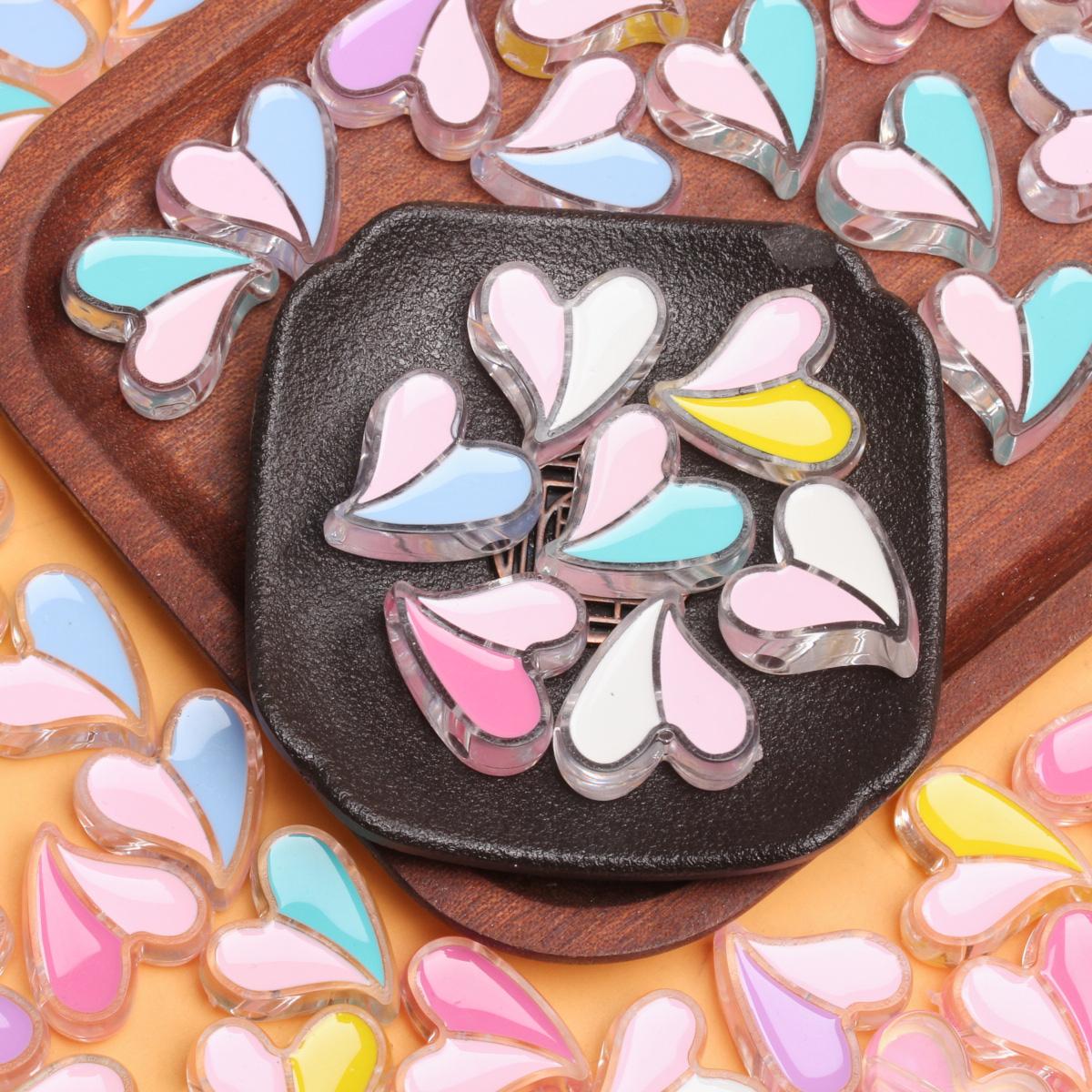 

200 шт. 24 мм DIY браслет с капельным маслом свободные бусины акриловые аксессуары новая прозрачная цепочка для мобильного телефона Love Face