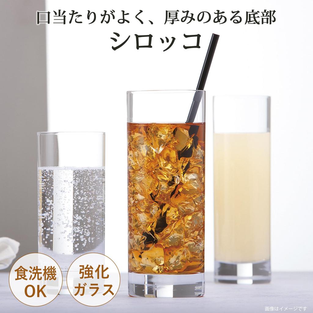 Toyo Sasaki Glass Sirocco Tumbler Glass, 450ml, Set of 6, Made In Japan, Dishwasher Safe, Shatter-Resistant, Thin, Suitable for Beer, Highball, Sour,