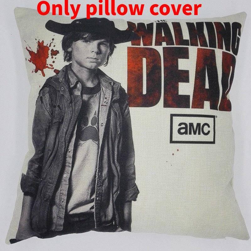 Premium Grey Linen Walking Dead Sofa Pillow Case For Fans Of Zombie Series 45x45cm