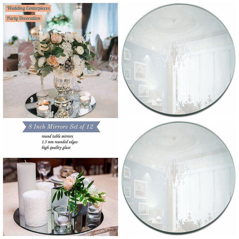 Acrylic Round Mirror Wall Sticker & Tabletop Candle Holder Display Tray