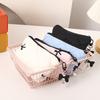 Cute Bow Embroidered Small Cosmetic Lipstick Earphones Data Cable Portable Storage Bag Coin Purse Pouch Make Up Bags Organizer