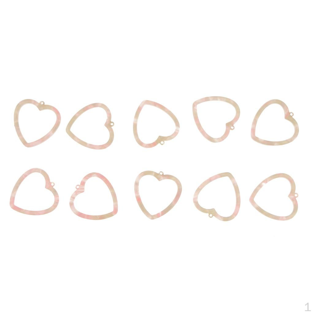 

10 Pcs Plastic Acrylic Multicolor Lovely Hollow Heart Color #8
