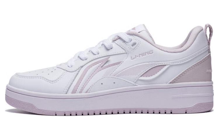 Li Ning Shiyi Slip Resistant Lightweight Abrasion Resistant Low Top Skateboard Shoes Women's White Purple AGCT342-1