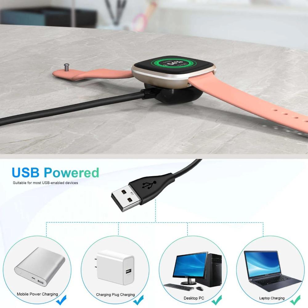 Charger Cable For Fitbit Versa 4/Sense/Versa 3/Sense 2 Replacement Smartwatch Charger Cradle Adapter Data Stand Charging Cable