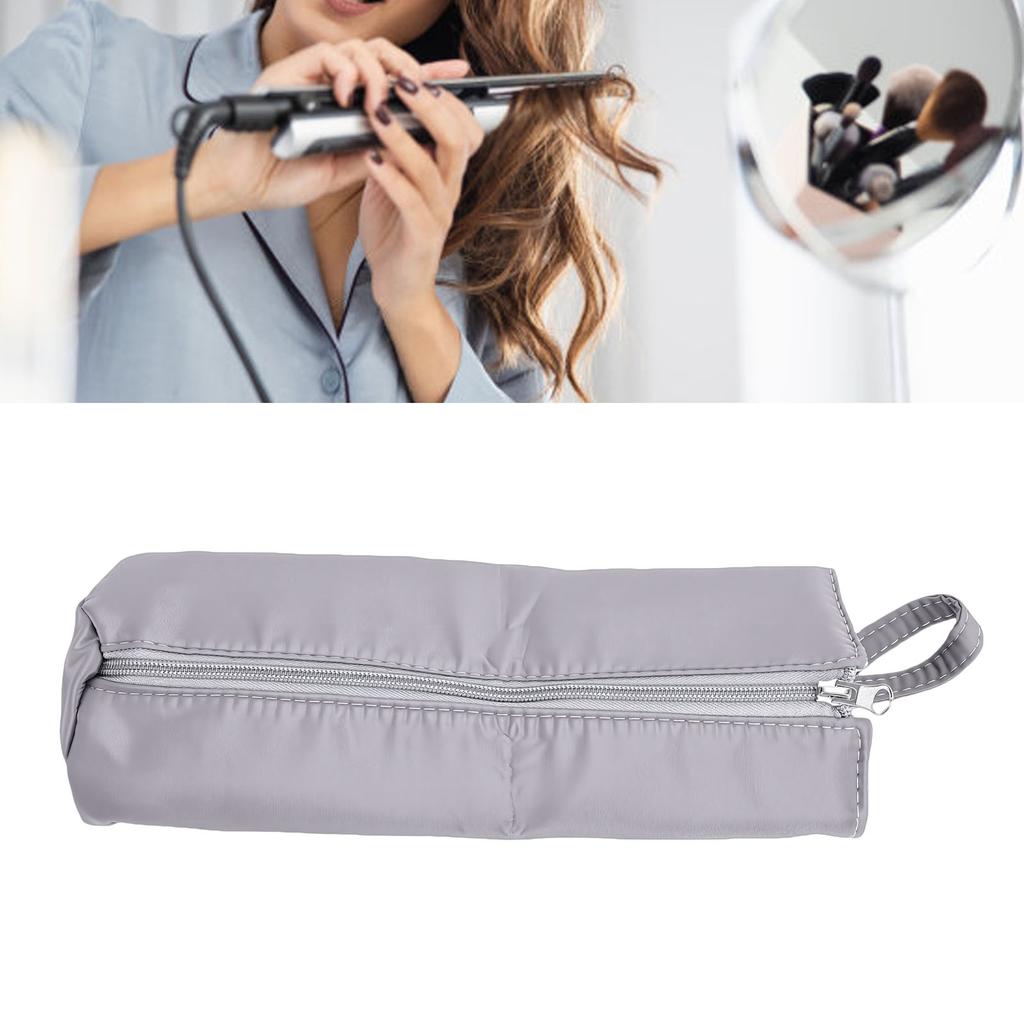 Hot Iron Holder Bag Heat Resistance Hanging Hot Hair Tool   Bag Curling Iron Travel Case Gray